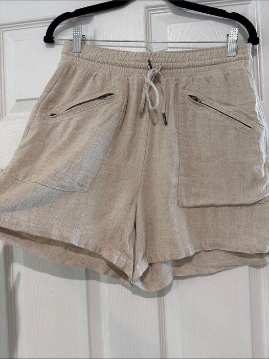 Simply Vera Vera Wang Pants - Simply Vera Vera Wang Beige Linen-Blend Drawstring Athletic Shorts